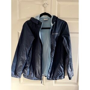 Columbia Kids Navy Blue Hooded Fleece Lined Windbreaker Jacket Size L 14‎ 16
